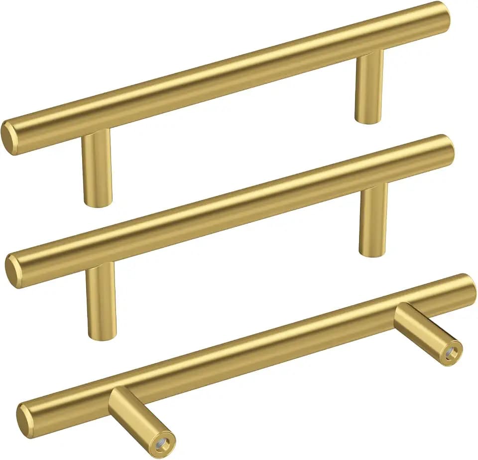 Haidms 10 Pack 3-3/4 Inch Gold Cabinet Handles Brass Kitchen Pulls