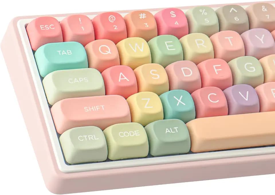 PBT Keycaps 126 Keys MOA Profile Cute Keycap Rainbow Candy Keycaps
