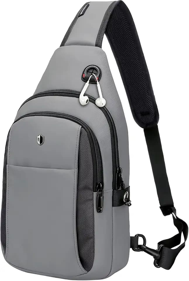 Anti-Theft Sling Bag for Men&Women, Water Resistant Lightweight Crossbody Bag Small Backpack, Built-in Audio Port, Reversible Strap, Travel Hiking Chest Daypack Fits 11 inch iPad & Switch 2