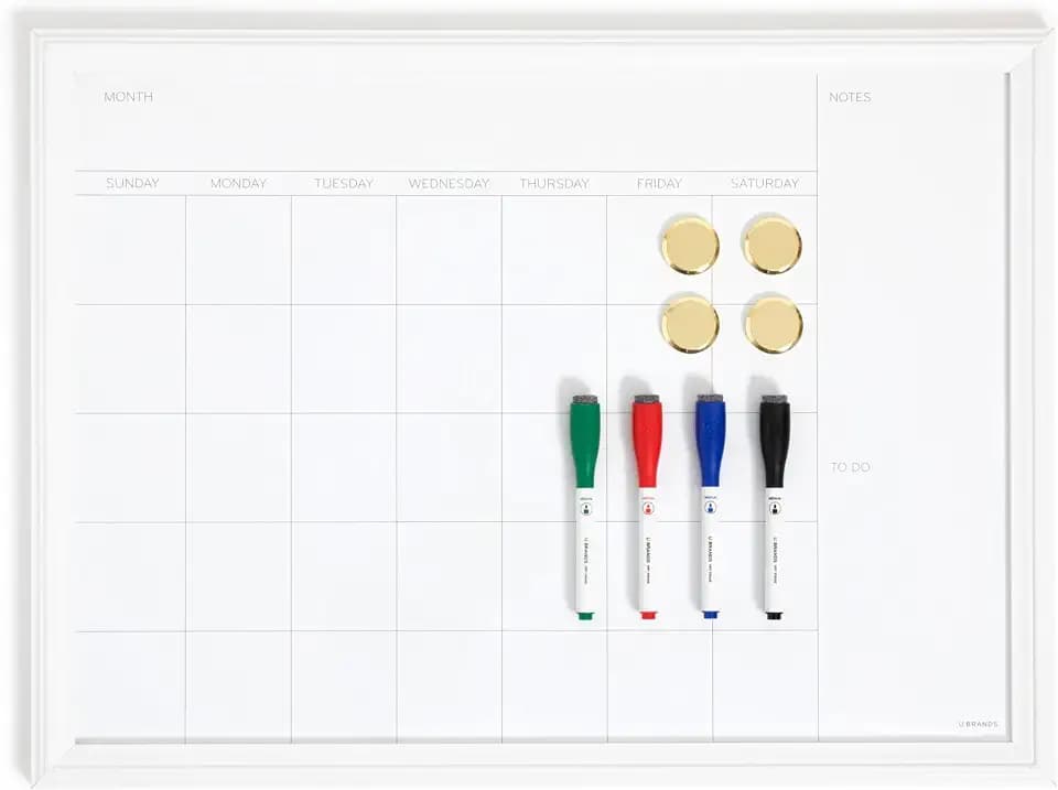 U Brands Magnetic Dry Erase Calendar Whiteboard for Wall, White Board 24x18