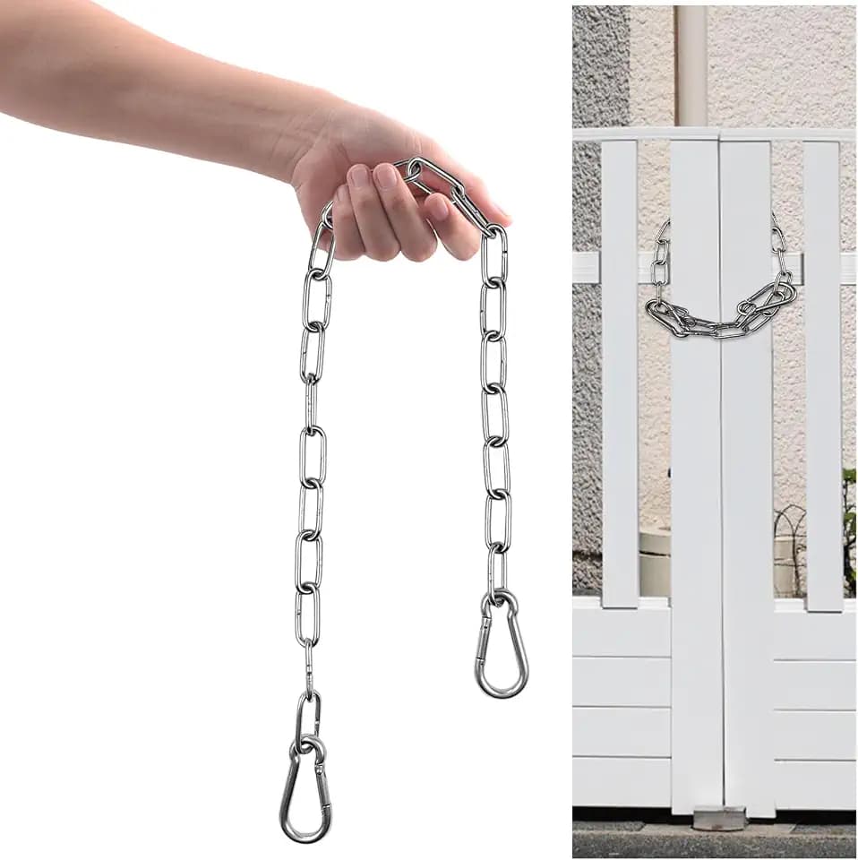 Gate Chain Lock with Carabiners Barn Chain Link 20'' Gate Latches for Outdoor Fences Dog Cage Lock Backyard Chain Lock Stall Supplies