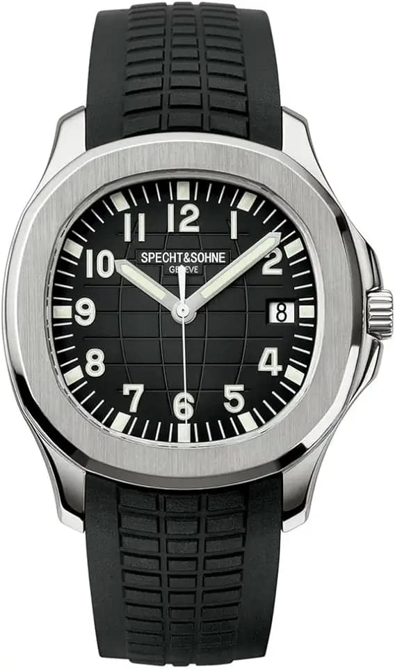Specht & Söhne Watches for Men Japan Miyota 8215 Movement Watch Sport Movt Classic Automatic Mechanical Mens Wristwatch Rubber Strap Waterproof 40MM