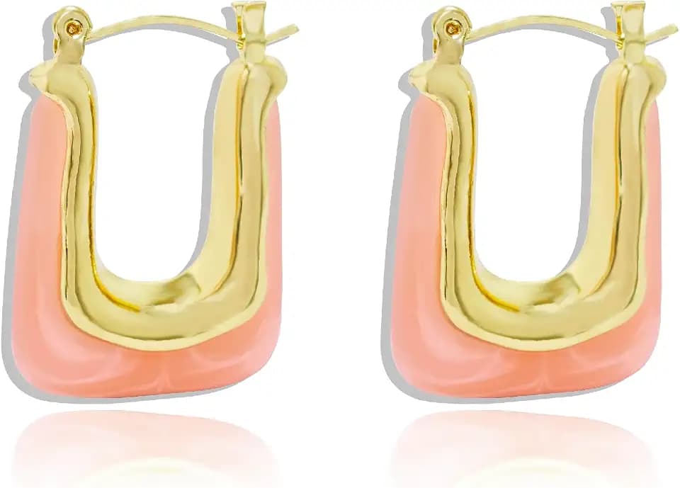 Gold Resin Hoop Earrings for Women Chunky Acrylic Statement Earring Jewelry