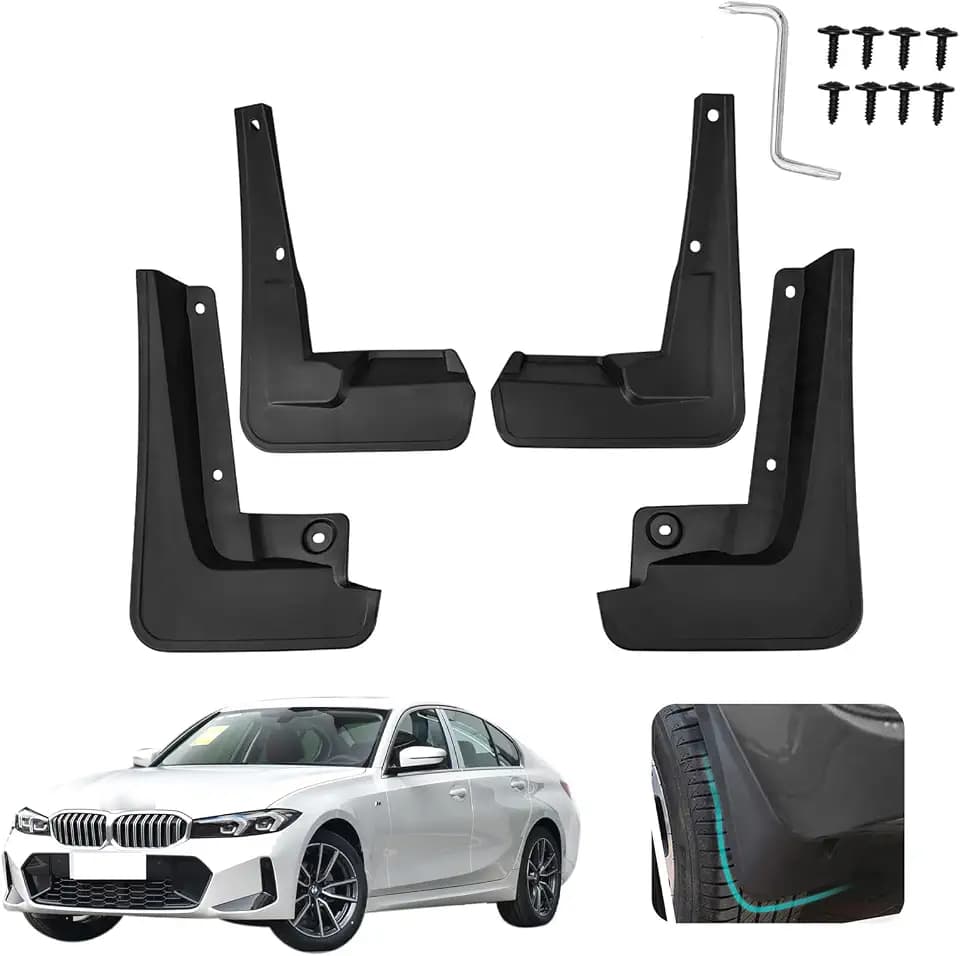Custom Fit for Mud Flaps 2019-2024 2025 2026 BMW 3-Series 330i / 330i xDrive / M340i / M340i xDrive Mud Splash Guard Front and Rear 4-PC Set