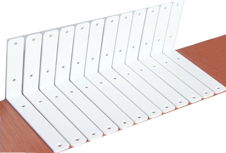 12 Pack - L 8" x H 6" x W1.5, 5mm Thick White L Shelf Bracket, Iron Shelf Brackets, Metal Shelf Brackets, Floating Shelf, Shelf Supports with Screws