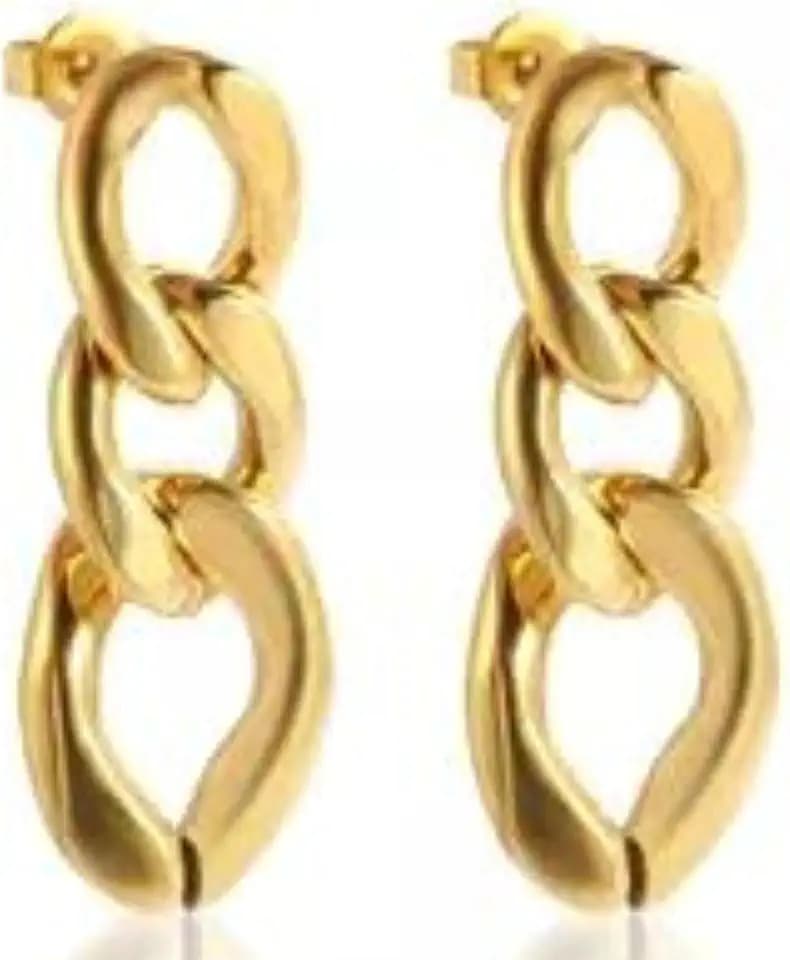 18k Gold Plated chain earrings | Stud Earrings for Women | Gold Dangle Earrings | Gold Drop Earring