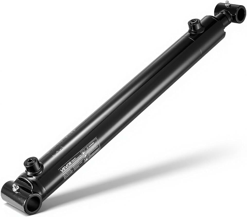 VEVOR Double Acting Hydraulic Cylinder, 2" Bore x 16" Stroke, Max 3500PSI Hydraulic Cylinder, Heavy-Duty Welded Cross Tube Cylinders with 1" Pin Hole & SAE #6 Port for Agricultural Machinery, Tractors
