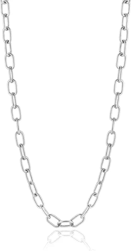 Gold/Sliver Plated Stilvolles Edelstahl Chunky Oval Paperclip Link Kette Halskette für Frauen und Männer tägliche Tragen Schmuck