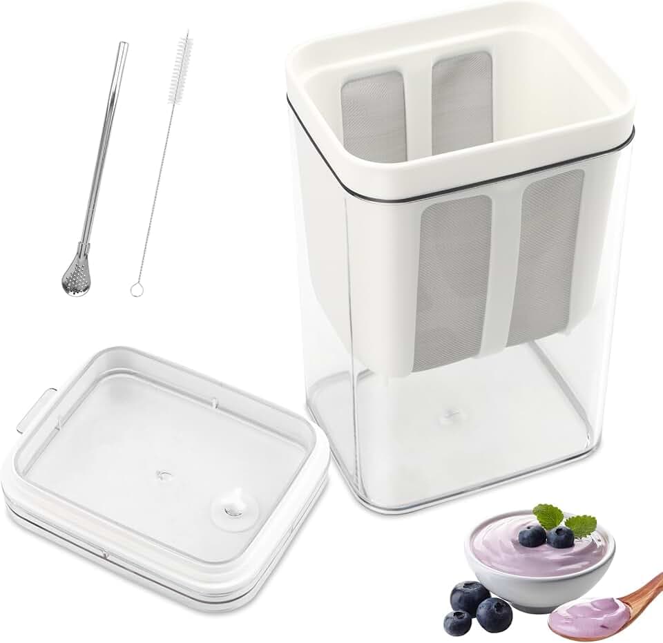 Greek Yogurt Strainer 1.9QT, with Stainless Steel Fine Mesh Bag & Lid