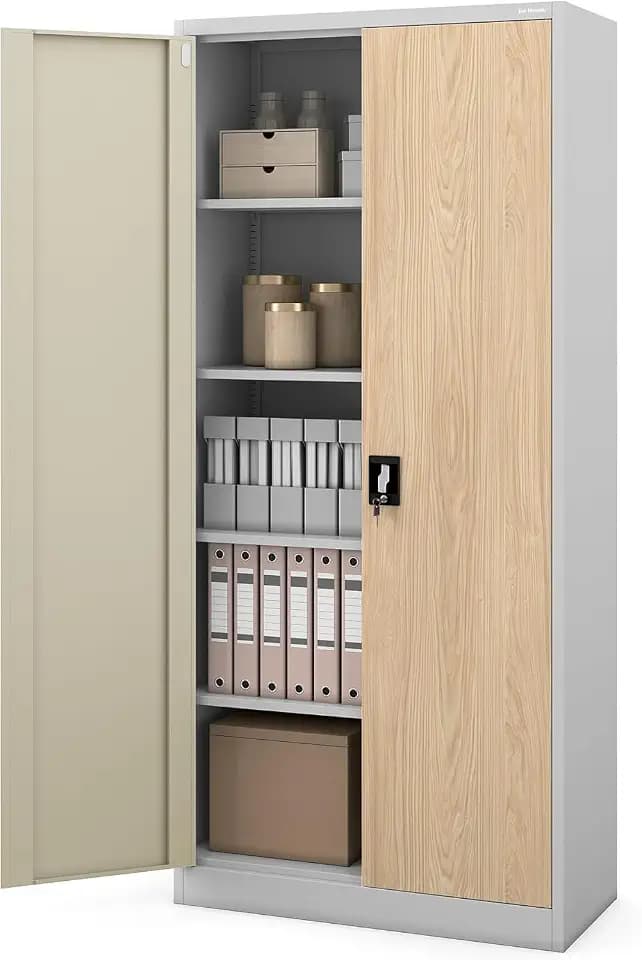 Jan Nowak Aktenschrank Metall abschließbar, Büroschrank, 195x90x40 cm