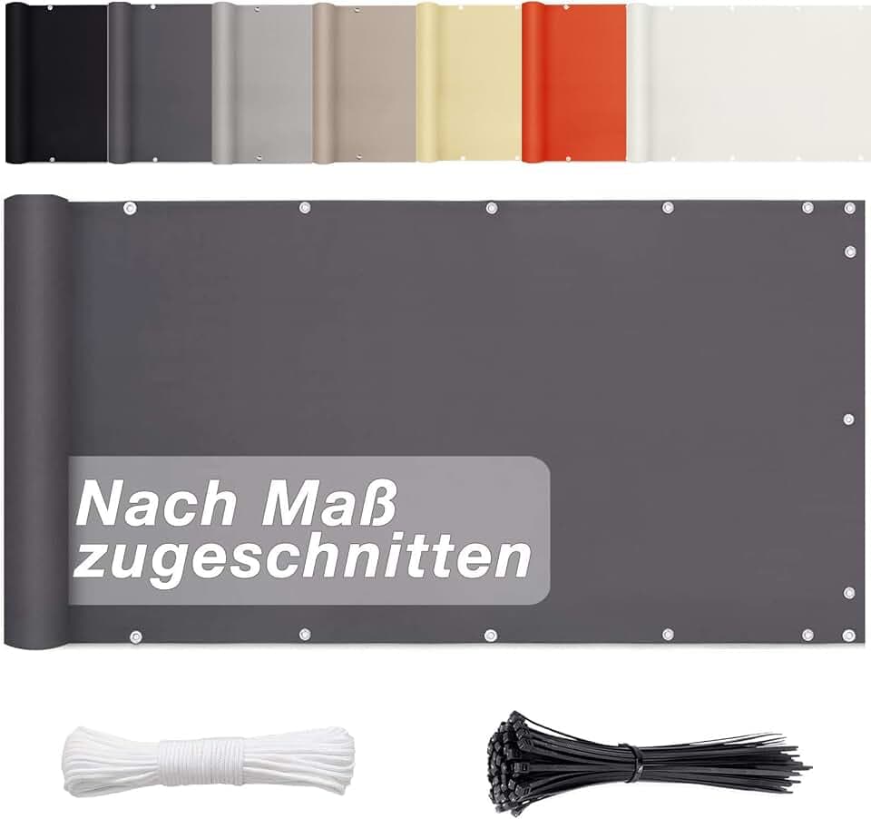 Sichtschutz für Balkon 80cm x 650cm- Balkumrandung Uv-Schutz, Pflegeleichtes, Deko für Balkongeländer, Terrasse & Garten - Anthrazit