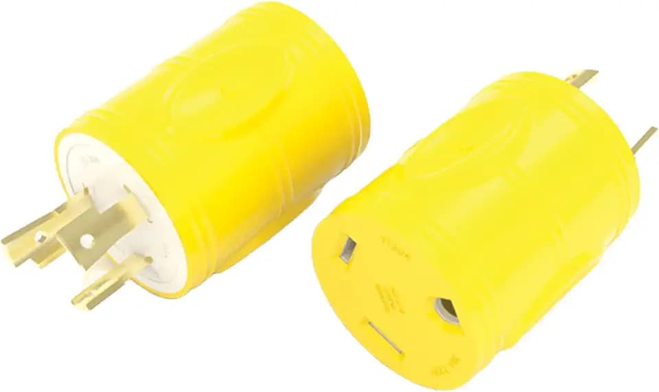 Furrion - 30 Amp Male to 30 Amp Female Power Adapter Plug with 3 Prongs, Marine Grade Electrical Converter Plug (Yellow) - F3030AD-RY
