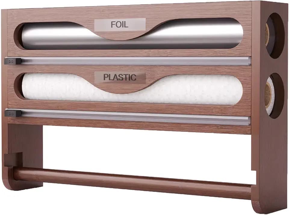 Folienspender Wand Holz Küchen Folienschneider Mit Küchenrollenhalter