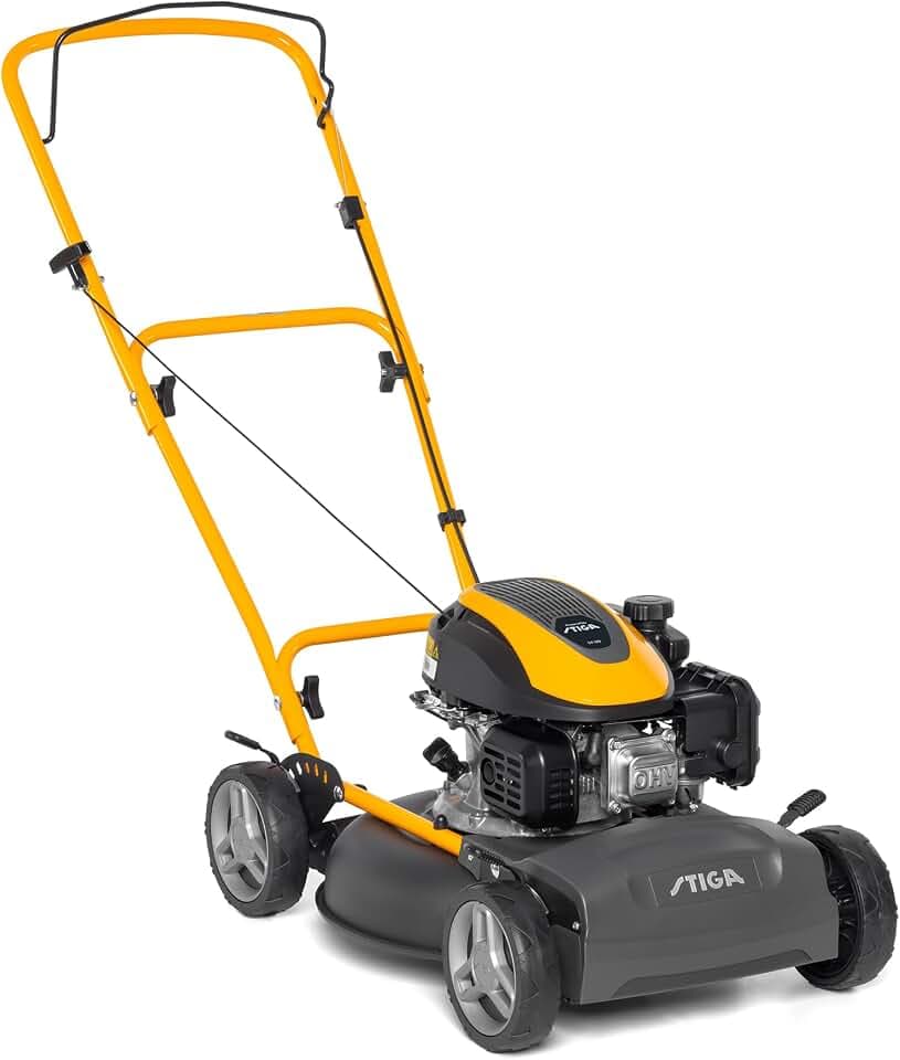 STIGA Multiclip 47 Benzin-Rasenmäher, handgeführter Mulch-Rasenmäher mit 123 CCM Motor, 45 cm Stahlmähwerk, 5 Schnitthöhen, ergonomischer Handgriff, RM