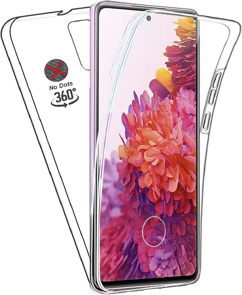 DN-Technology Hülle für Samsung Galaxy S20 FE Hülle, vorne und hinten weich, Handyhülle, 360° Rundumschutz, flach, transparent, 2-in-1, Silikongel, Kantenschutz, TPU-Gel-Hülle für 20 Lite