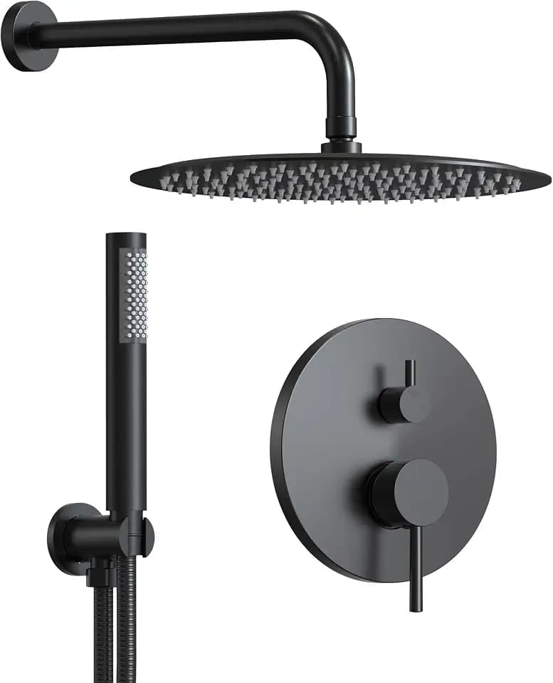 Shower System with Handheld Spray, 10" Wall Mount, Matte Black