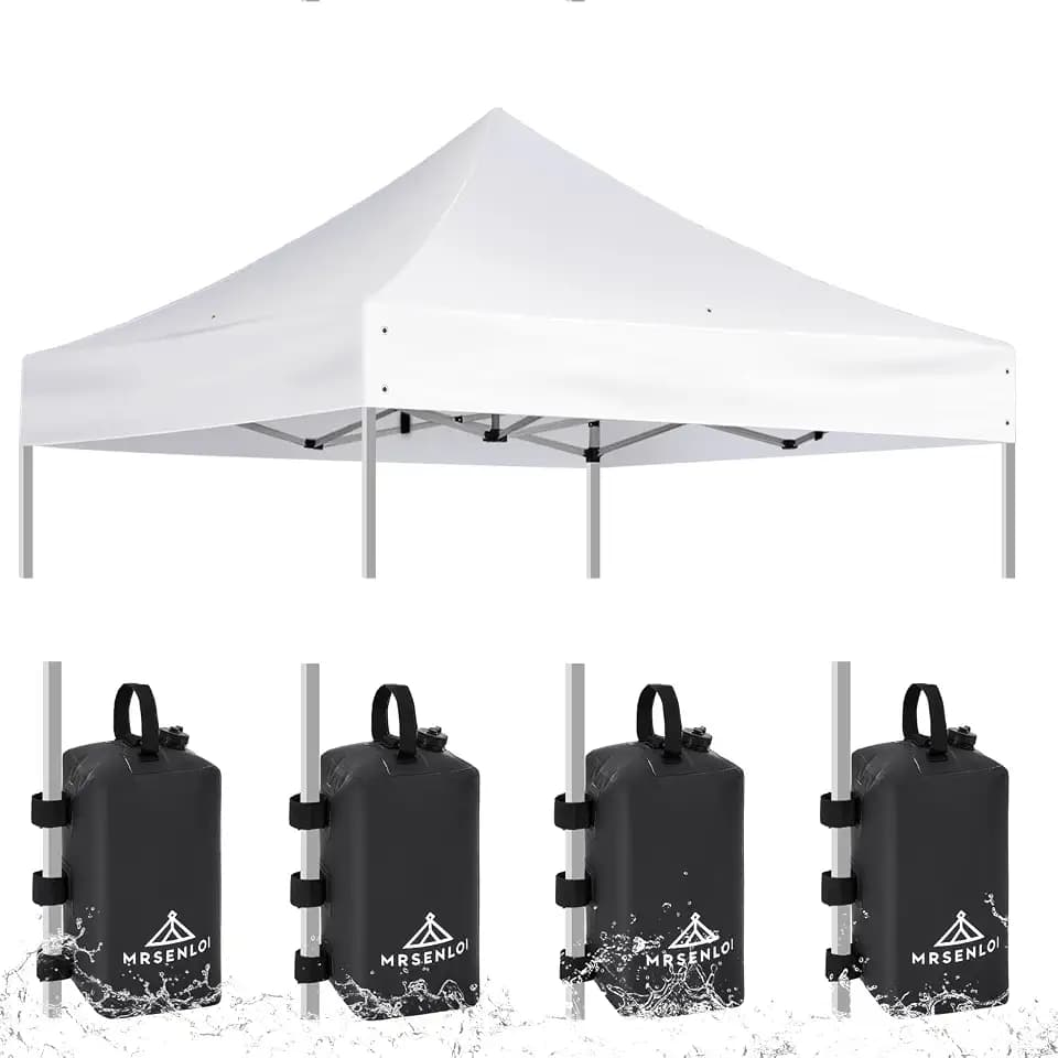 Mrsenloi 10x10 Canopy Replacement Top, with 4 Weight Bags, White