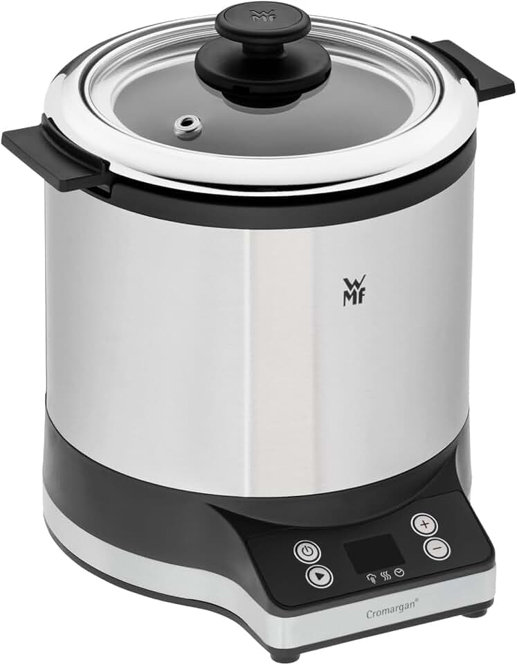 WMF Küchenminis Reiskocher 220 W, mit Lunch-to-go-Box, Damfgarer, platzsparend, Innentopf mit To-Go-Deckel 1l, Reiskocher mini cromargan matt