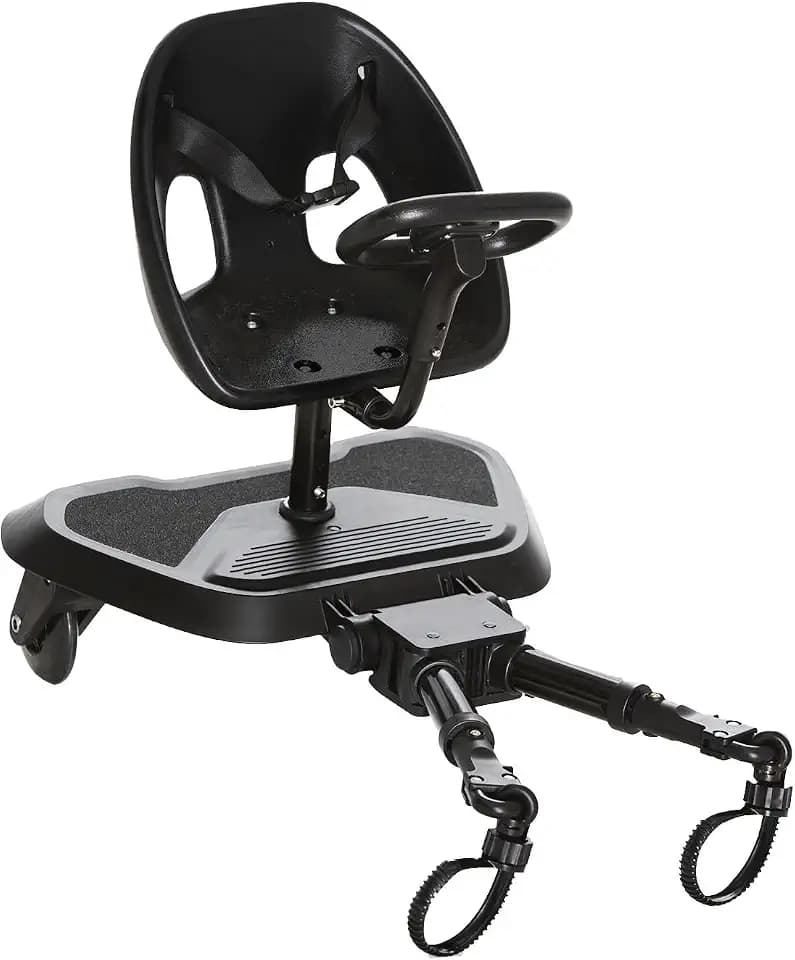 Universal-Roller für Kinderwagen Go Seat 2-in-1, abnehmbarer Sitz, Lenkrad und Räder mit Licht, Kinder von 2-5 Jahren bis 20 kg, Schwarz Asalvo