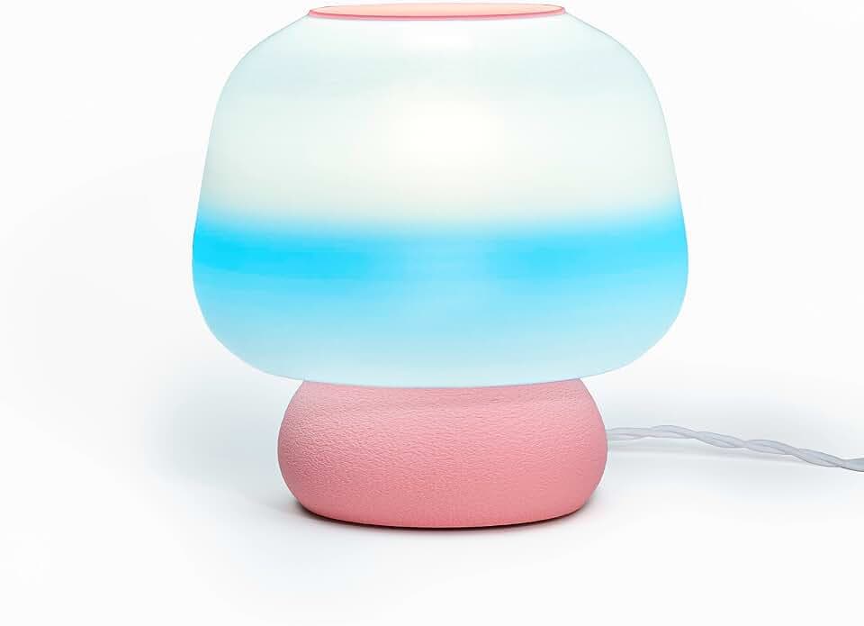 JONATHAN Y Portobello 10" 3D Printed Table Lamp, Blue/White/Light Pink