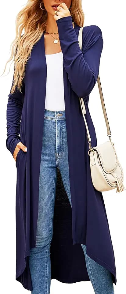 Newchoice Womens Long Cardigan Lightweight Long Sleeve Cardigan Duster