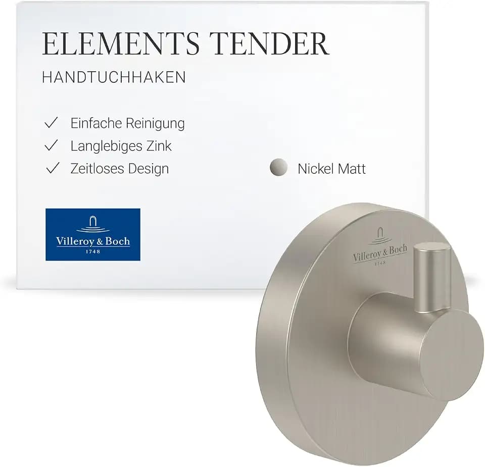 Villeroy & Boch Elements Tender Handtuchhaken, rund – Nickel Matt