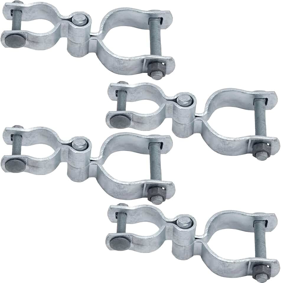 4 Pack 1-3/8" x 2-3/8" Chain Link Fence Gate Post Hinge Kit,Galvanized Steel Chain Link Fence Gate Hinge with 2 PCS Female Hinges and 2 PCS Male Post Hinges, Bolts & Nuts Included