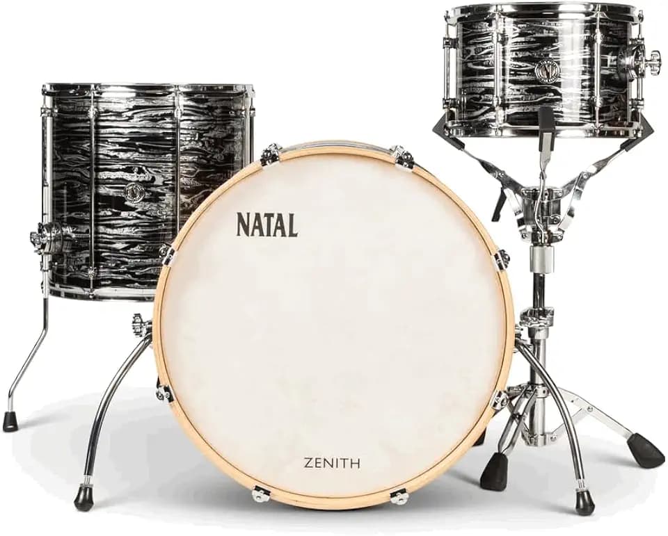 Natal KZN-TR-FBK Zenith Series 3 Piece Drum Set Shell Pack l 12" x 8" Tom, 16" x 16" Floor Tom & 22" x 16" Bass Drum l 3 Ply Maple-Ash-Maple Shells l Low Mass Tube Lugs l Forge Black Finish