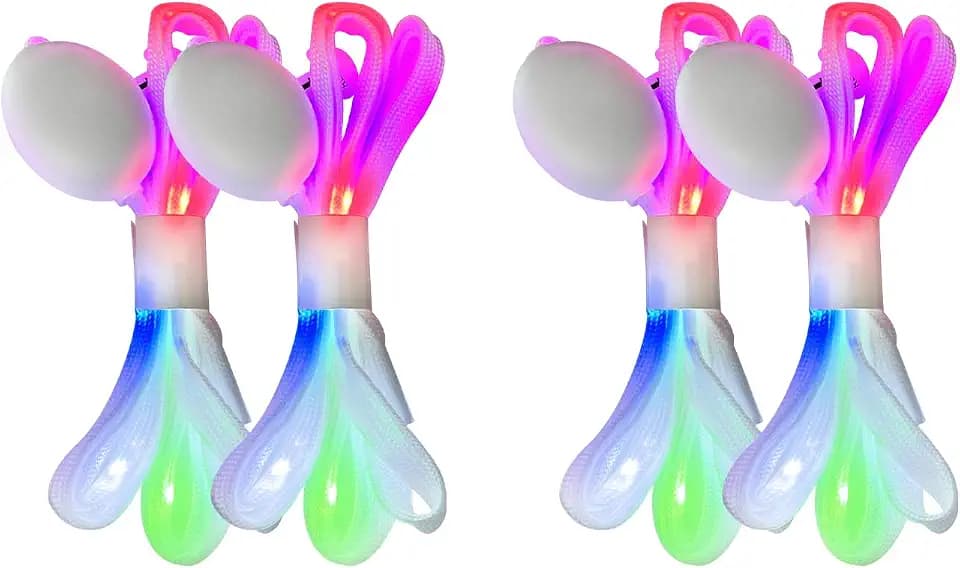 M.best 2 Pairs LED Light Up White Shoelaces, Glow in The Dark 3 Modes Colorful Flashing Sneakers Shoelaces for Night Safety, Running