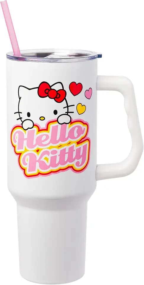 Silver Buffalo Sanrio Hello Kitty Name Heart, Stainless Steel Tumbler, 40oz