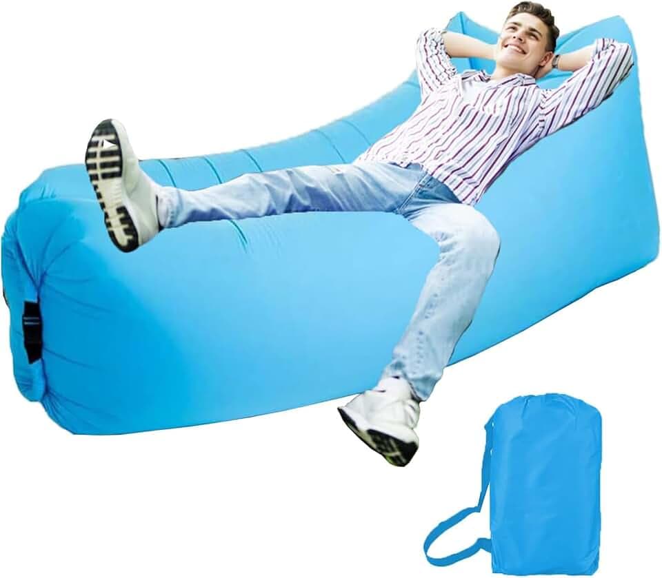 Aufblasbare Liege, Luftsofa Outdoor Camping, Aufblasbarer Sessel, Wasserdichtes Aufblasbares Sofa mit Tragebeutel für Camping Stuhl, Park, Strand, Hinterhof(Blau)