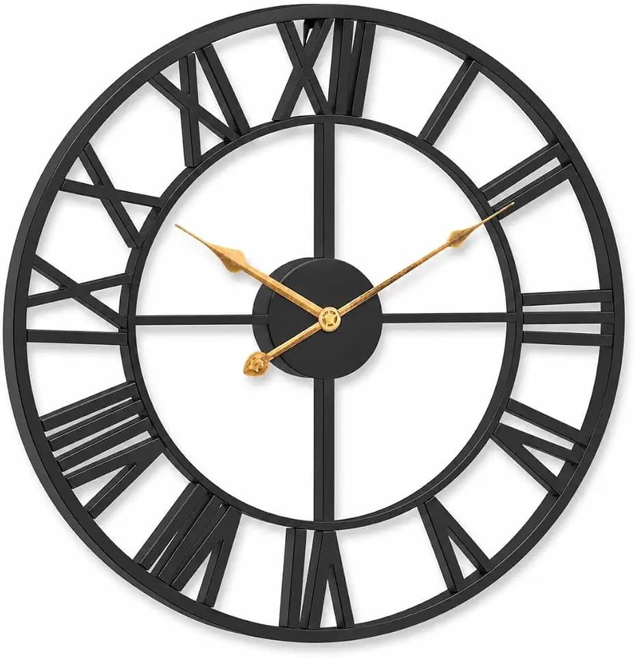 Pytha Sight Wanduhr Groß XXL 75 cm Modern Schwarz Metall, Lautlos