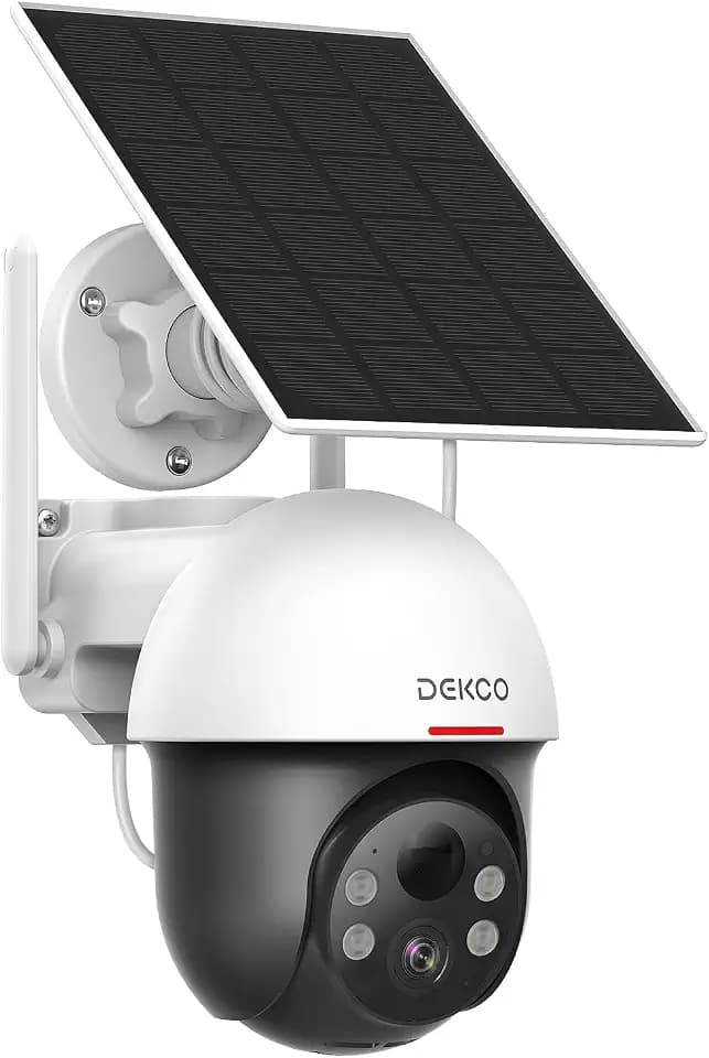 DEKCO Solar Security Camera Outdoor Wireless, True 2K, Panoramic PTZ