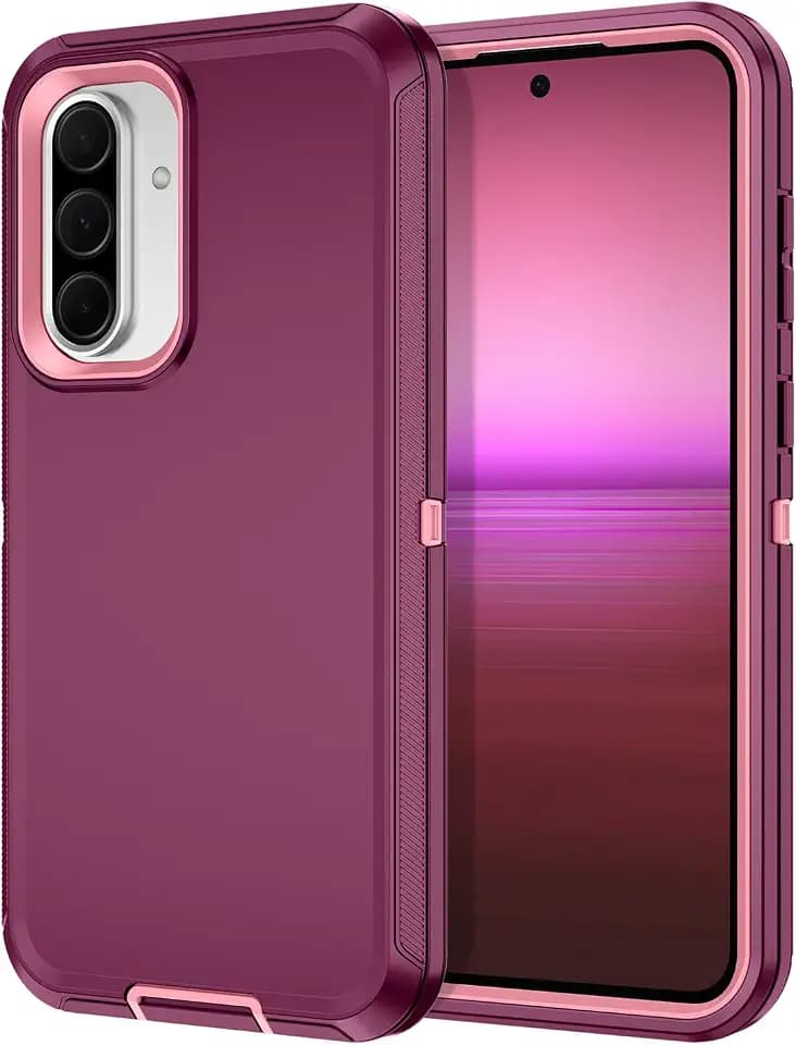 I-HONVA for Samsung Galaxy A37 5G Case Shockproof Dust/Drop Proof 3-Layer Full Body Protection [Without Screen Protector] Rugged Heavy Duty Cover Case for Galaxy A37 5G,Purple/Pink