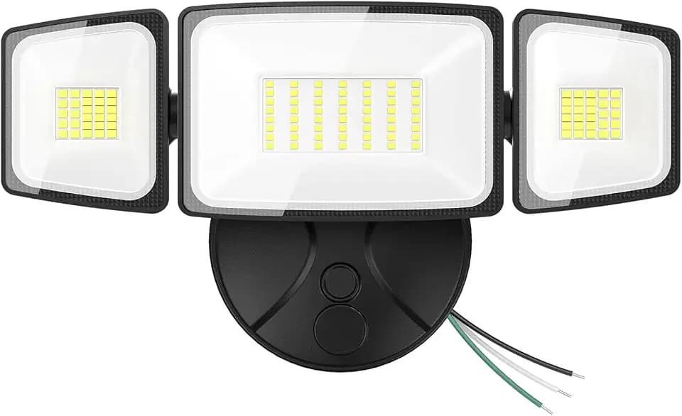 Onforu 75W Flood Lights Outdoor, 7000LM Brightness Security Lights Switch Controlled, 3 Adjustable Heads, IP65 Waterproof, 6500K Wall Mount Exterior LED Flood Light