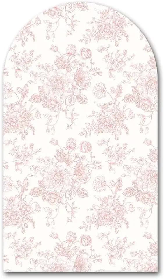 Light Pink Bloom Flower Arched Backdrop Covers Double-Sided Stretchy Arch Stand Cover for Girls Birthday Baby Shower Baptism Party Decoration Supplies(No Stand!)