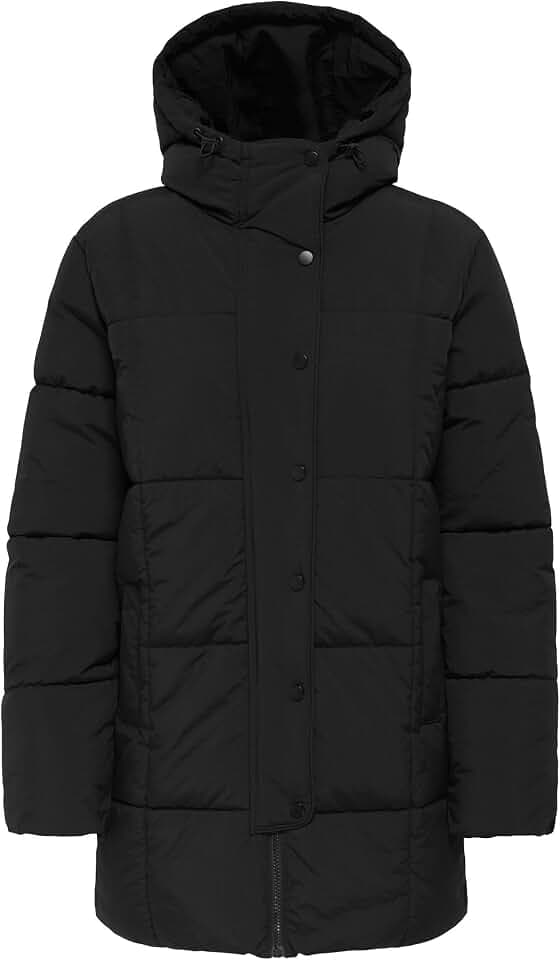 JDY Damen Steppjacke JDYWonder Long Puffer gesteppter Parka mit Kapuze