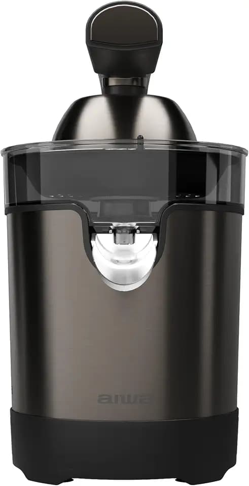 AIWA KORYU 1000 AJC-6000 Elektrische Zitruspresse mit Hebel, 1000 W, Korpus aus Edelstahl, Konus und Filter aus Stahl, BPA-frei, Anti-Tropf-System, geeignet für intensive Nutzung, Farbe: Edelstahl