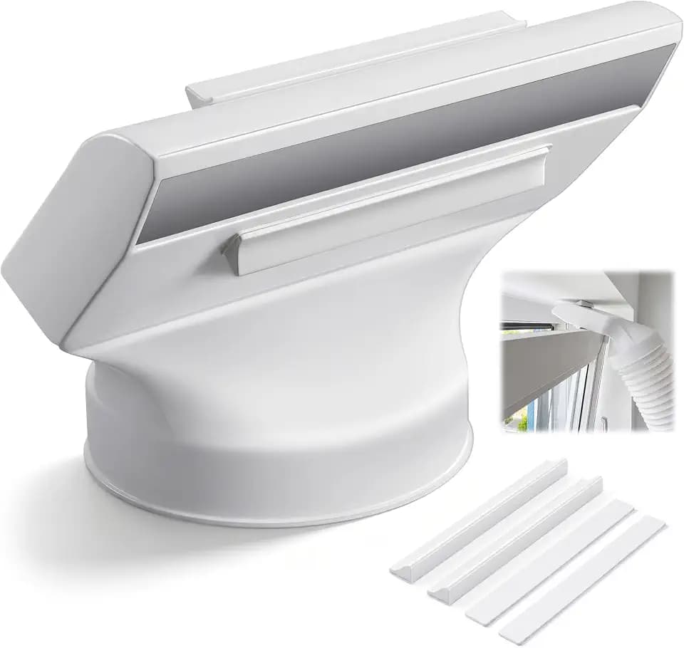 Enhon Fensteradapter Klimaanlage Abluft Ø150 mm, Klimaanlage Fensterabdichtung mit adaptivem Montagesystem, Fensterdurchführung für Kippfenster & Dachfenster, flache Öffnung 24,38 × 3,81 cm