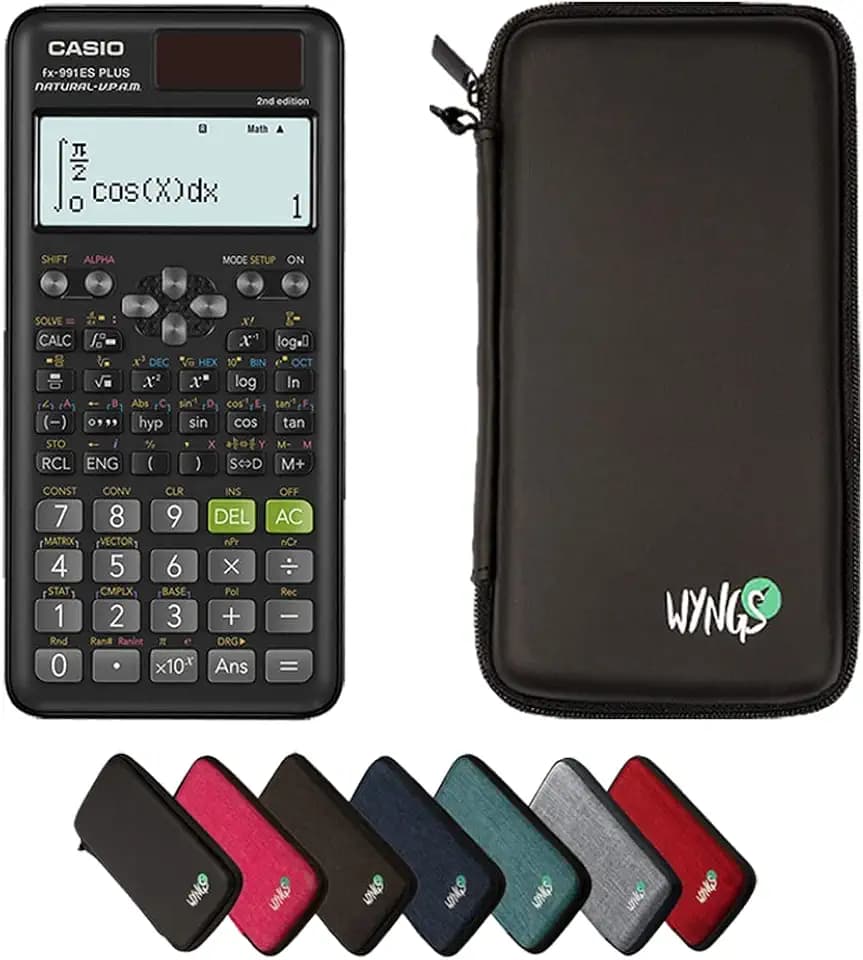 Casio fx-991ES Plus 2nd Edition inkl. WYNGS Schutztasche Schwarz - Wissenschaftlicher Taschenrechner - Basic Set