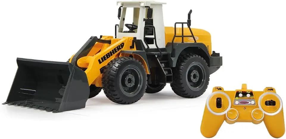 JAMARA 405007 - Radlader Liebherr 564 1:20 2,4G - Schaufel heben/senken/abkippen, realistischer Motorsound (abschaltbar), programmierbare Funktionen, Blinker, Autoabschaltfunktion, 2 Radantrieb