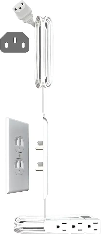 Sleek Socket Original & Patented Ultra-Thin Outlet Concealer with Cord Concealer Kit, Top 6 Foot A/C Power Cord for Mounted TV with C7 or C13 Connector, Bottom 5 Foot Cord, 3 Outlet Power Strip