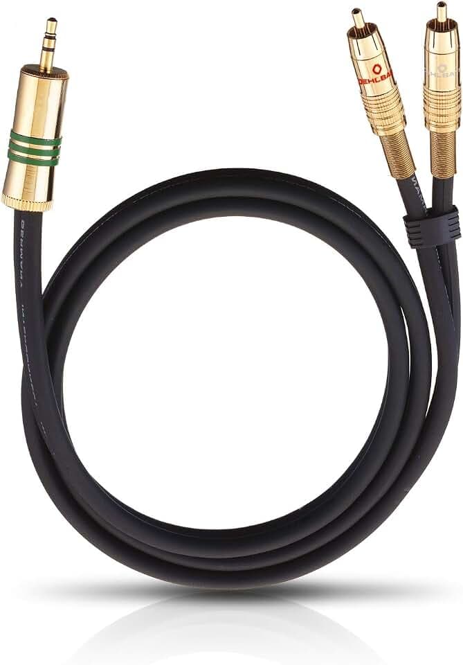 Oehlbach NF 1 / Jack 100 - Stereo-Audiokabel 1 x 3,5 mm Klinke auf 2 x Cinch - Flexibles Kabel mit effizienter Schirmung - 1 m - schwarz