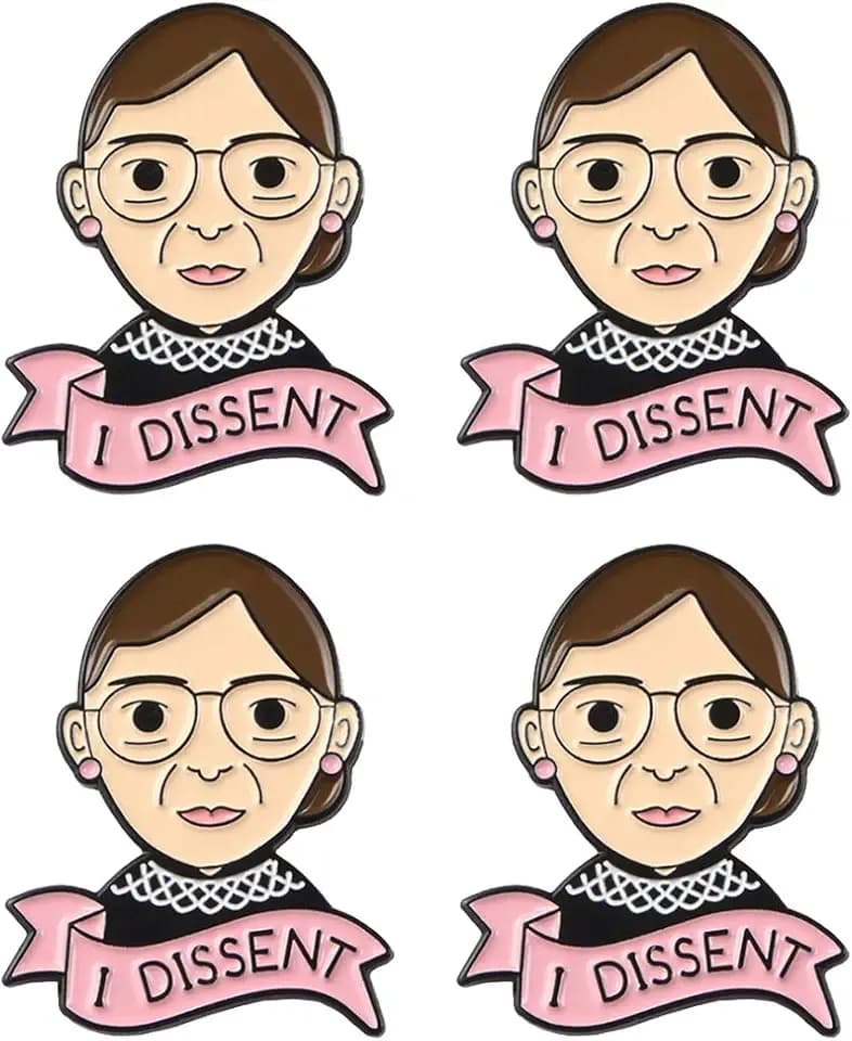 RBG Pins Ruth Bader Ginsburg Pins I Dissent Pins RBG Dissent Collar Feminism Pins Women'S Rights Judge Badge Pins 4 pcs