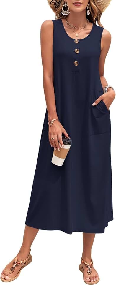MOLERANI Women's Summer Maxi Casual Dress Sleeveless Loose Long Sundress