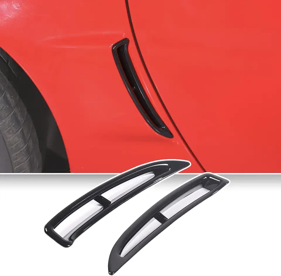 Rear Fender Vents Cover for Chevy Corvette C6 2005-2013 (Not Fit Base), Car Body Side Air Vent Outlet Wing Frame, Outer Rear Air Intake Grille Spoiler Trim Exterior Accessories, ABS (Glossy Black)