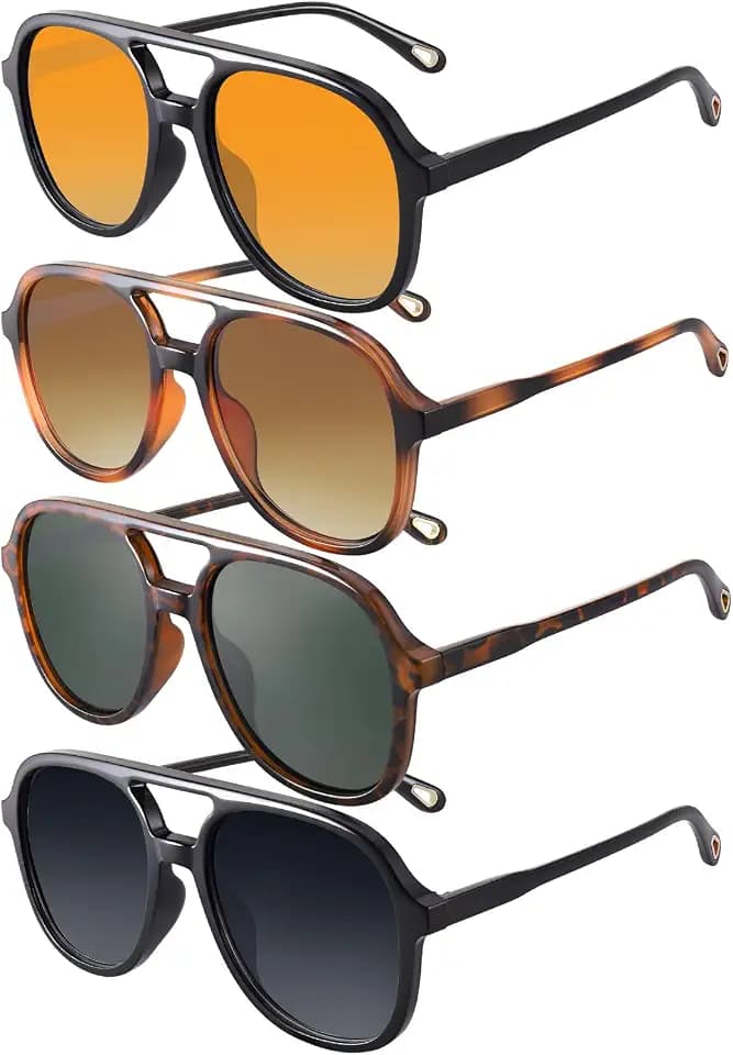 JATEBI 4 Pack Retro Polarized Aviator Sunglasses for Women Men