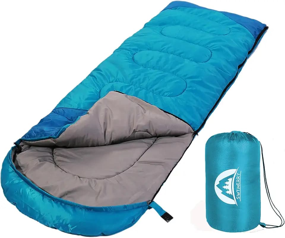 SWTMERRY - Schlafsack für 3-4 Jahreszeiten (Sommer, Frühling, Herbst, Winter) warmes und kühles Wetter – leicht, Jugendliche und Erwachsene zum Wandern, Rucksackreisen und Campen.