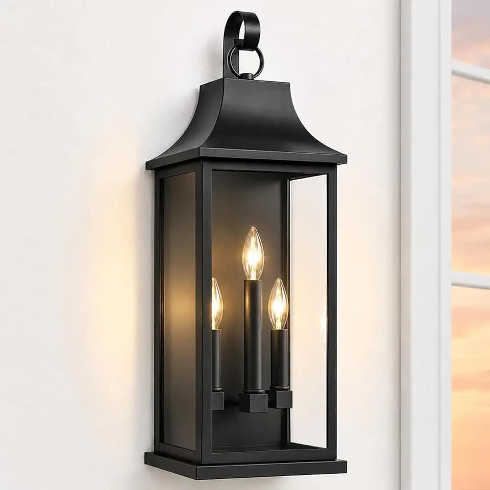 RAYVO 25" Extra Large Outdoor Wall Light, Black Porch Lantern