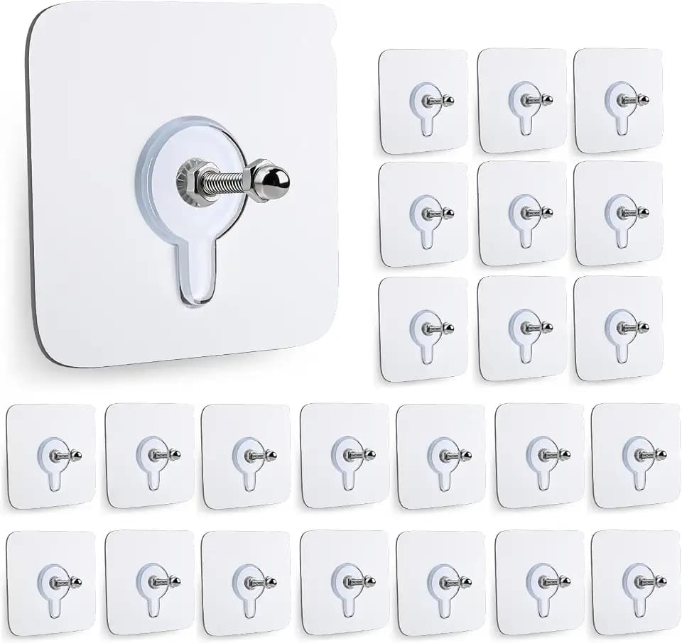 24 PCS Picture Hangers Without Nails, Wall Hangers Without Nails, Adhesive Wall Hooks, to use Inside Kitchen, Bathroom, Home and Office